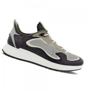 Tenis Ecco St.1 Laced Hombre Grises Negros | México 277CTV