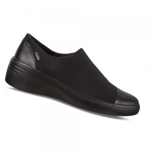 Zapatos de Vestir Ecco Soft 7 Wedge Gtx Slip On Mujer Negros Negros | México 74JPQ