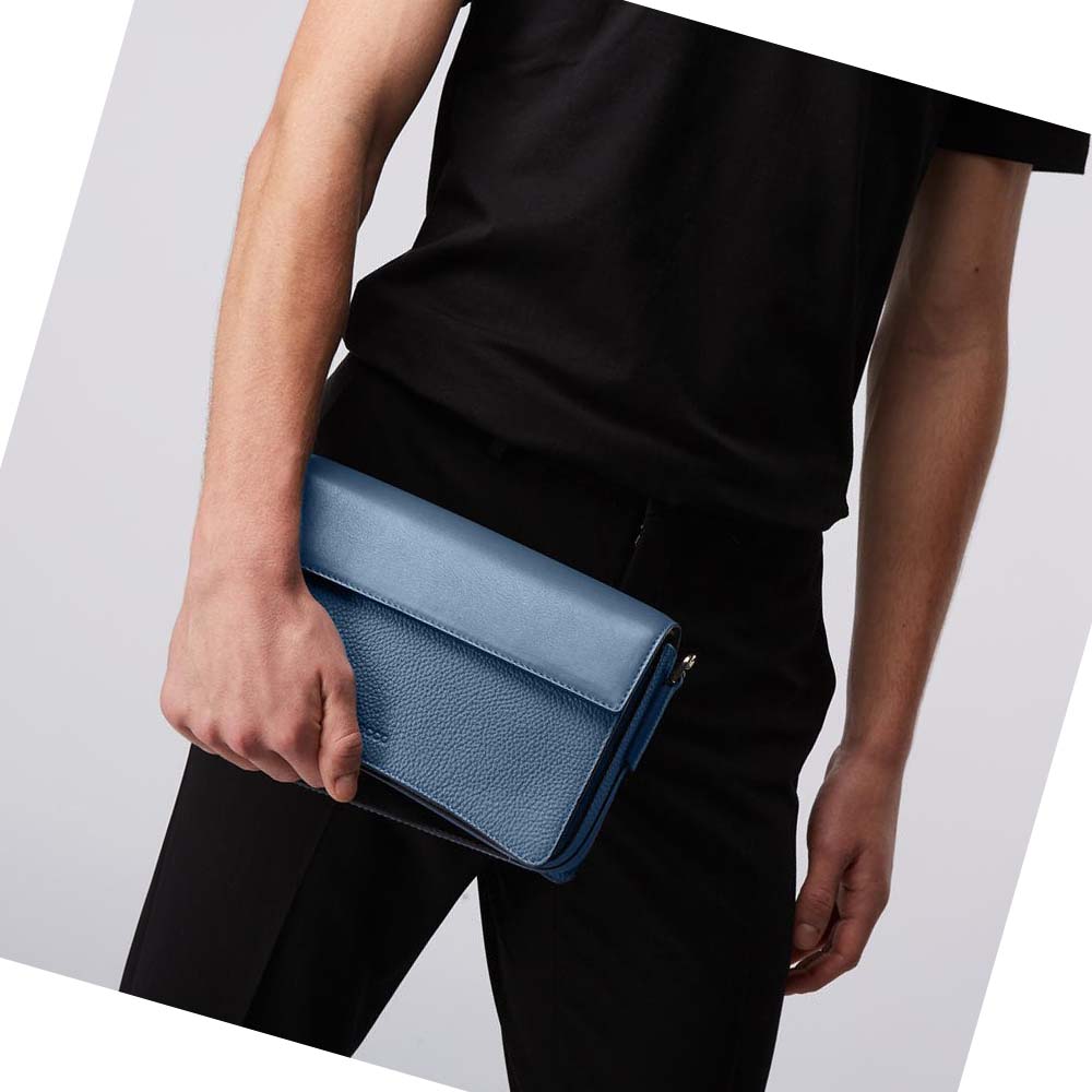 Bolsa De Hombro Ecco TEXTUREBLOCK PINCH FULL SIZE Hombre Azules | México 144NWY