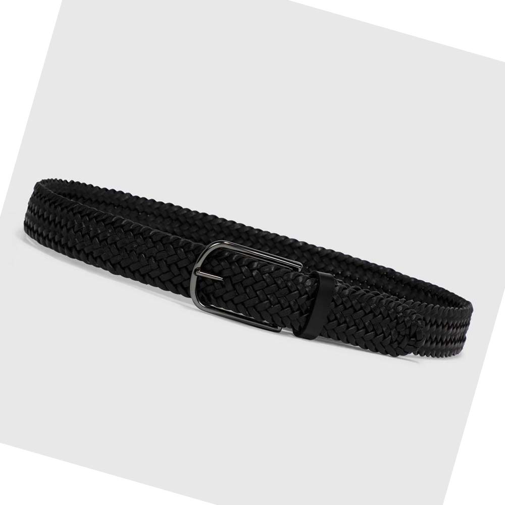 Cinturones Ecco Italian Braided Hombre Negros | México 128GSO