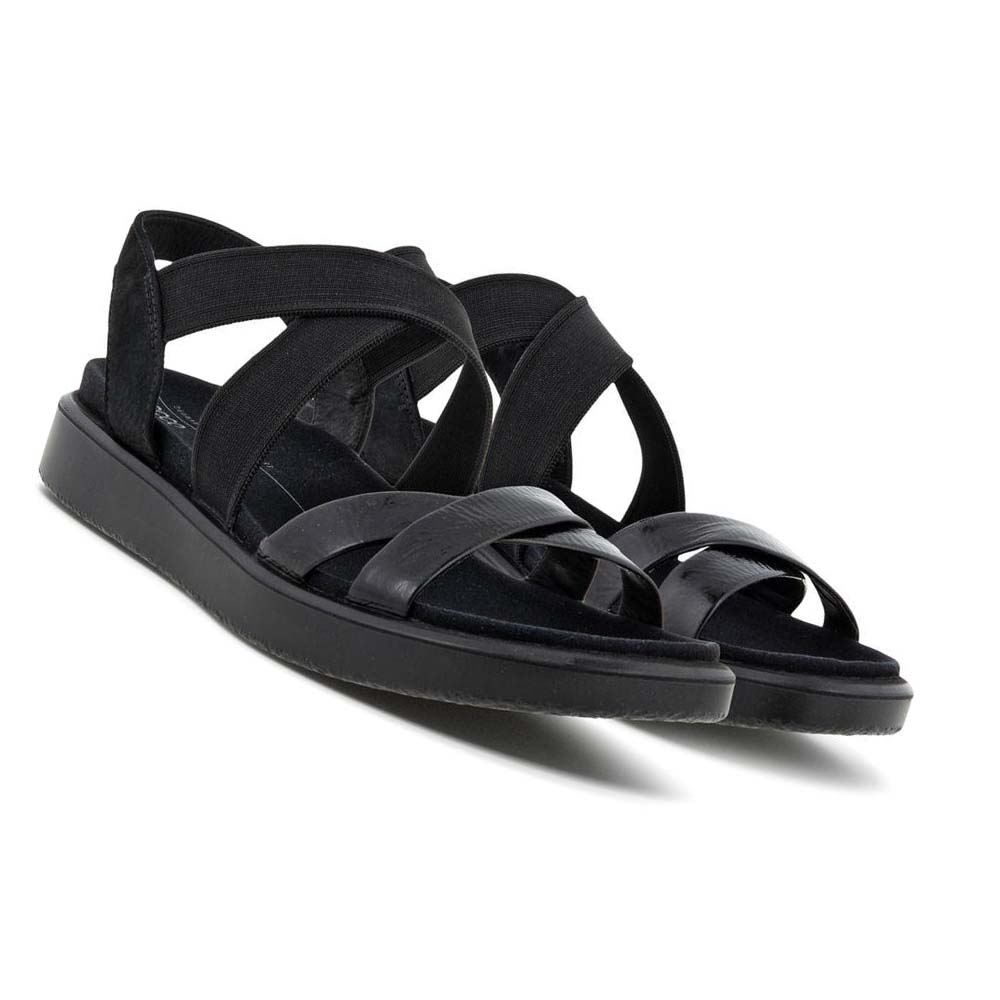 Sandalias Ecco Flowt Flat Strappys Mujer Negros | México 697KOR