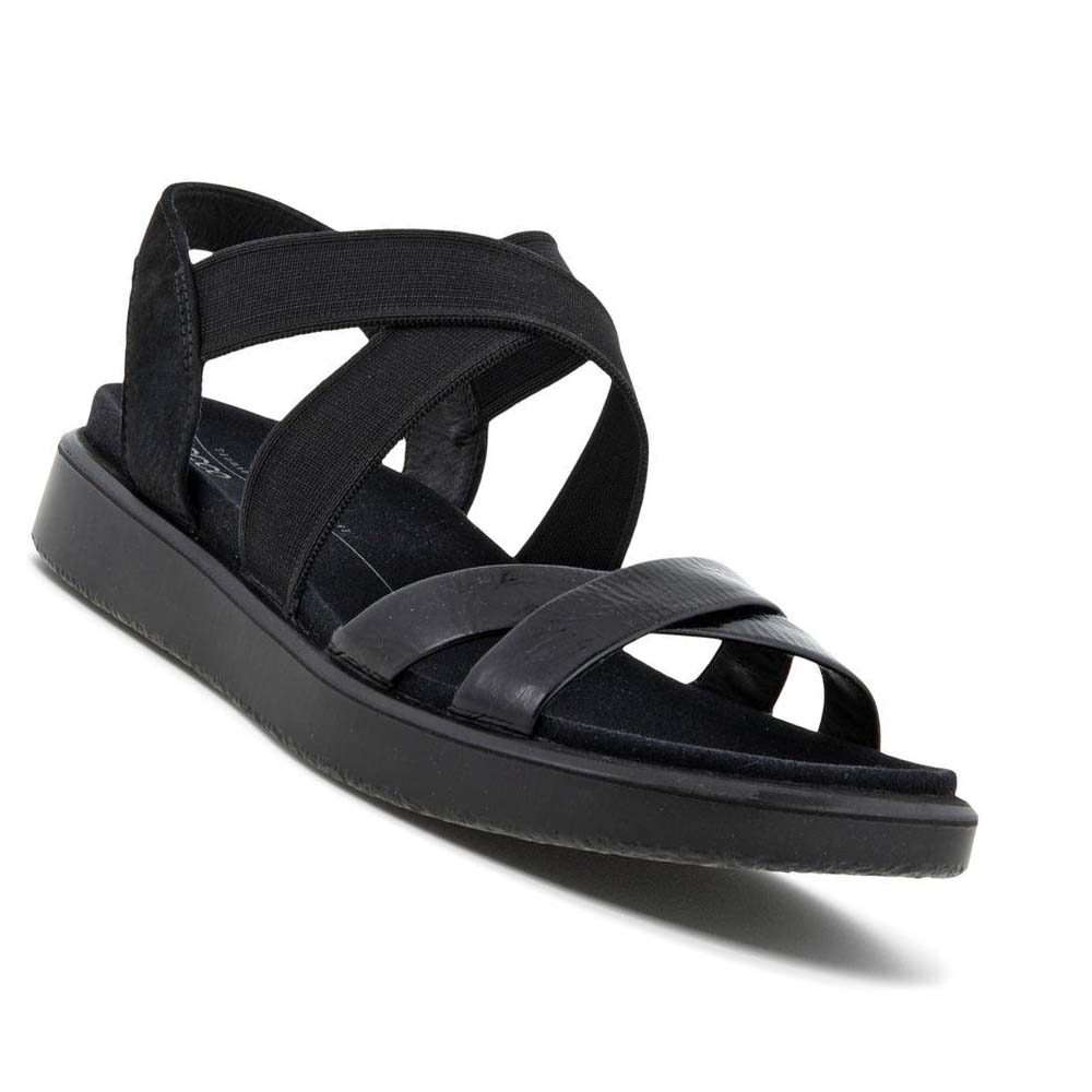 Sandalias Ecco Flowt Flat Strappys Mujer Negros | México 697KOR