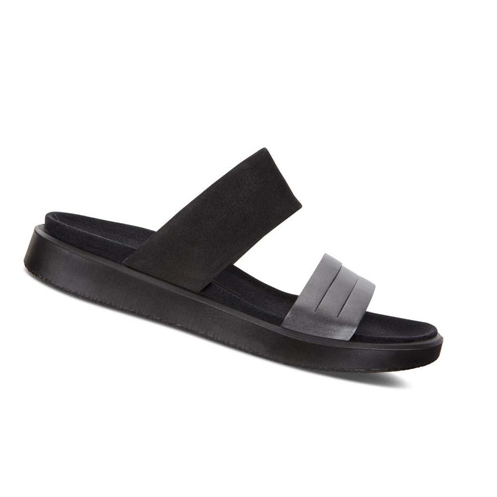 Sandalias Ecco Flowt W Flat Mujer Negros | México 693CTV