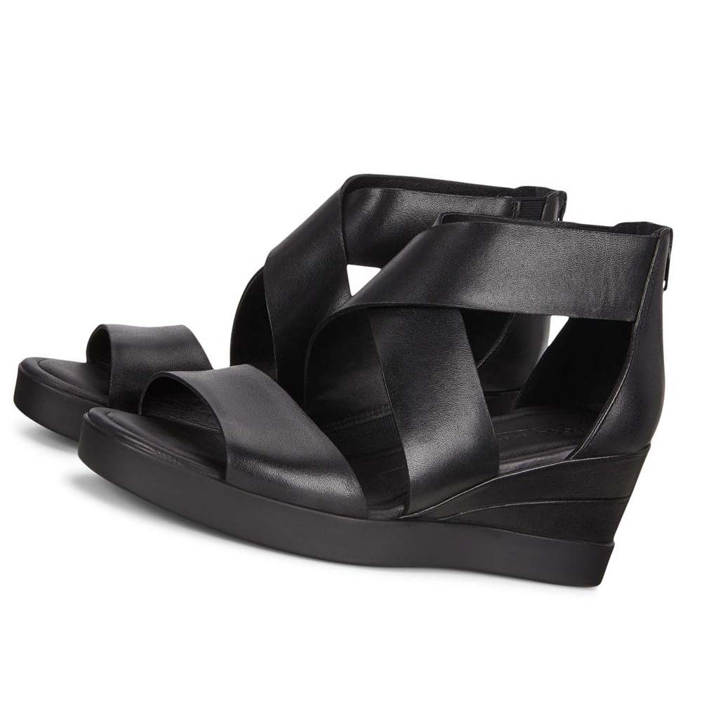 Sandalias Ecco Shape Wedge Plateaus Mujer Negros | México 689MQZ