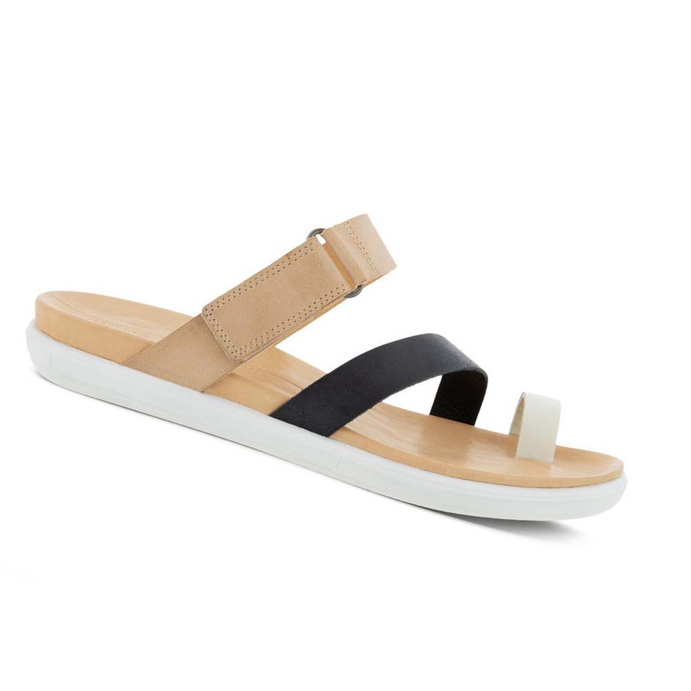 Sandalias Ecco Simpil Flat Toe-loop Mujer Blancos Negros | México 686EBC