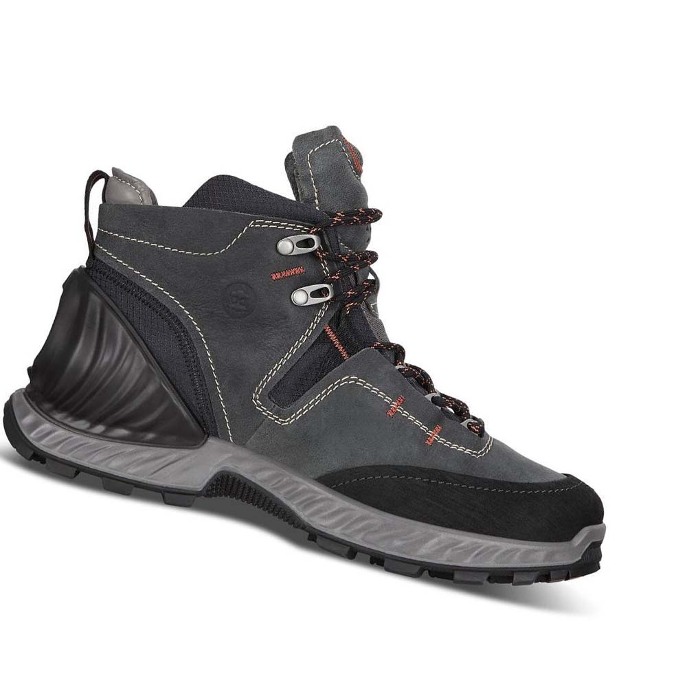 Tenis Trail & Senderismo Ecco Exohike Mid Gtx Hombre Grises Negros | México 351MQZ