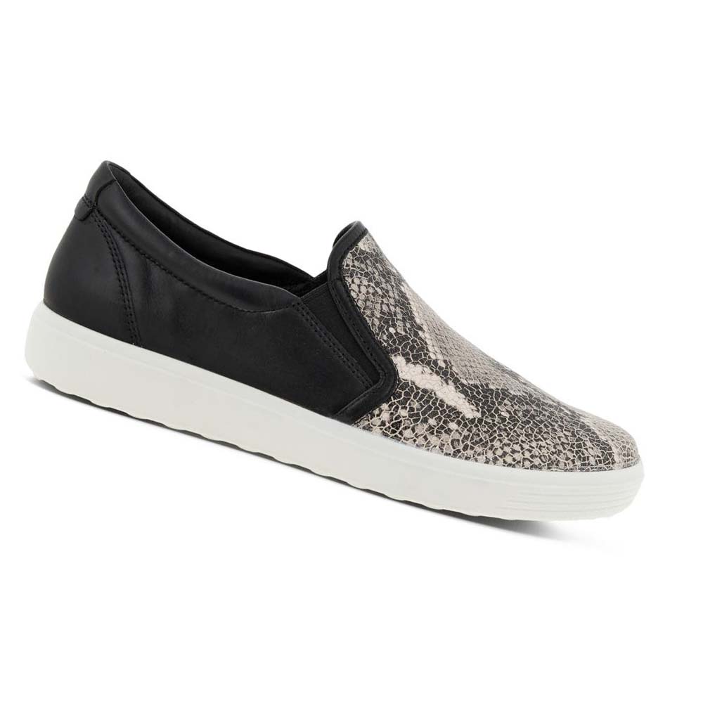 Zapatos Casual Ecco Soft 7 Street Slip On Mujer Negros Grises | México 789RVD