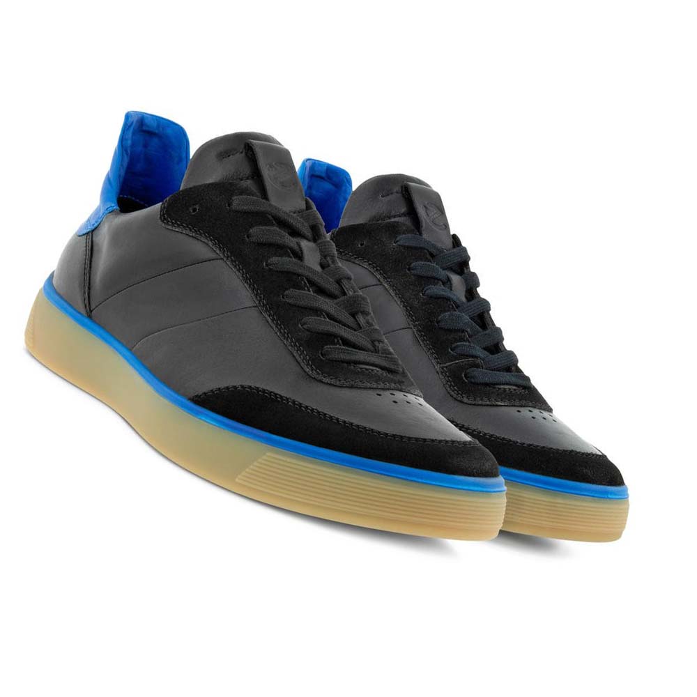 Zapatos Casual Ecco Street Tray M Laced Hombre Negros Azules | México 412JPQ